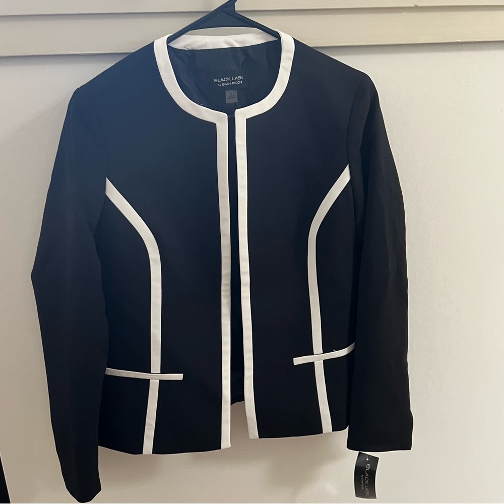 NWT Black Label Ladies Blazer with White Trim - Picture 1 of 5